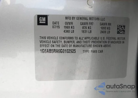 2016 Cadillac Ats Luxury Collection из США, поврежденный, VIN 1G6AB5RA6G0102925